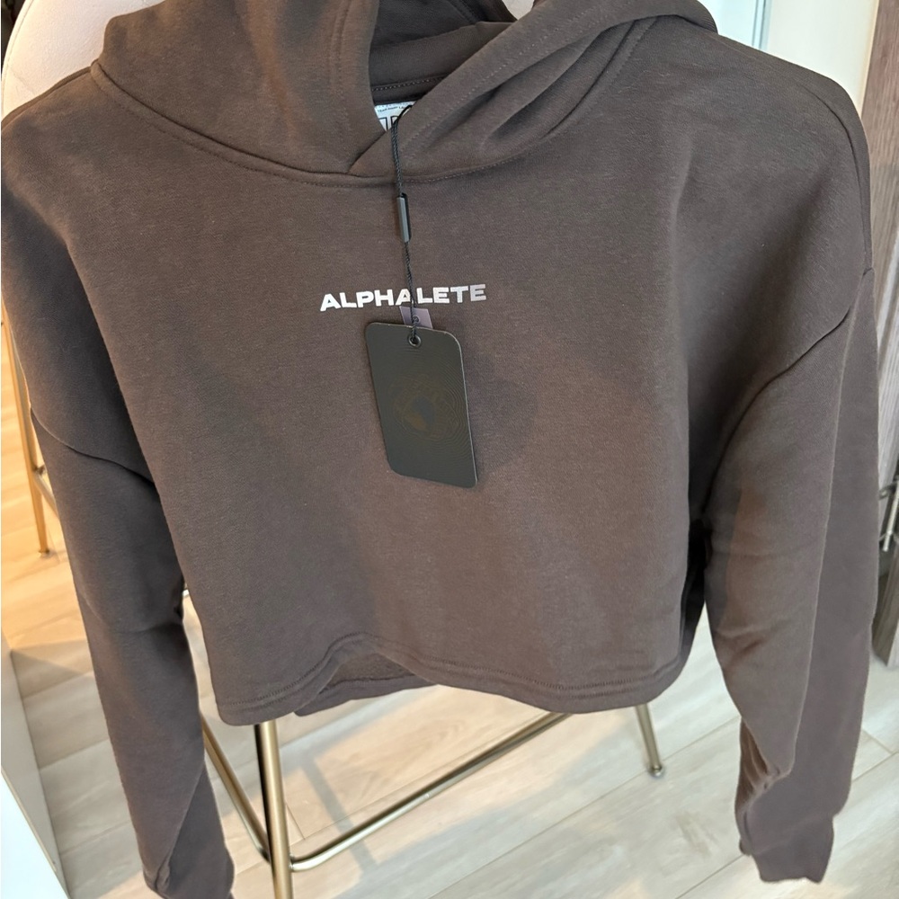 Alphalete Brown Cropped Hoodie